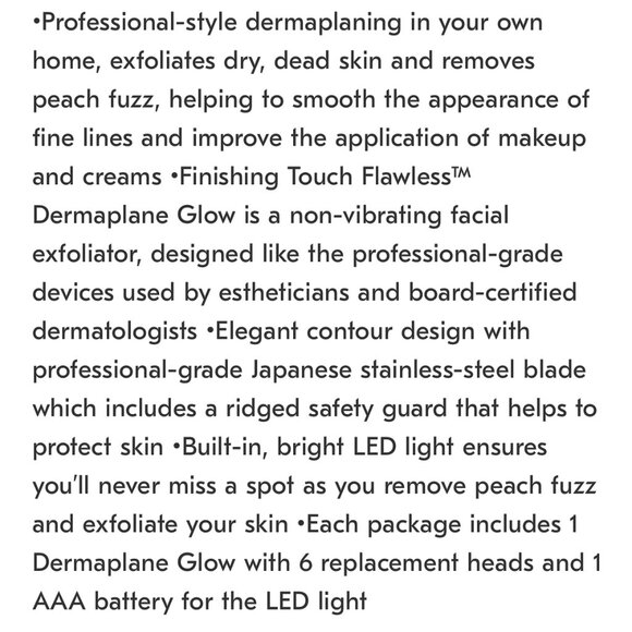 Finishing Touch Flawless: Dermaplane Glo Facial Exfoliator & Hair Remover - NEW - Picture 6 of 6